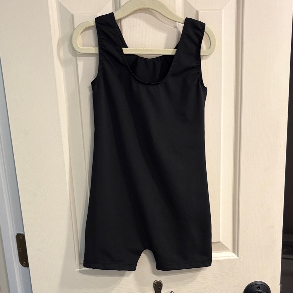 Black Sleeveless Gymnastics dance Romper Bodysuit